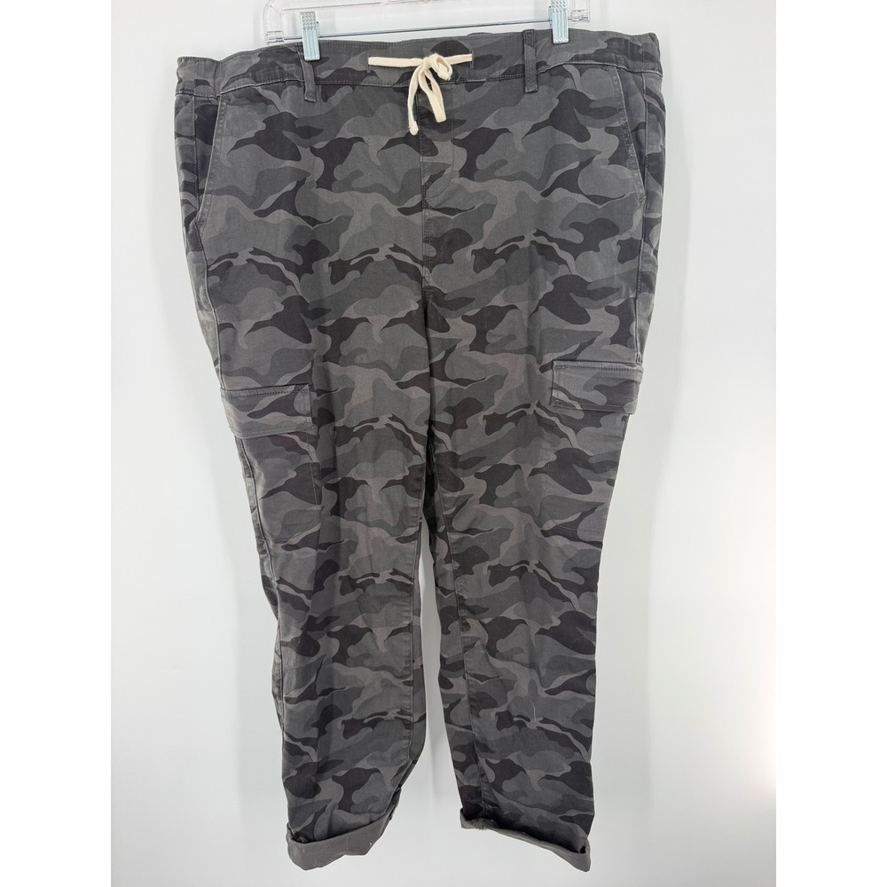 Torrid Grey Camo Cargo Pants Womens 3R Plus Size Drawstring Utility Tapered Leg